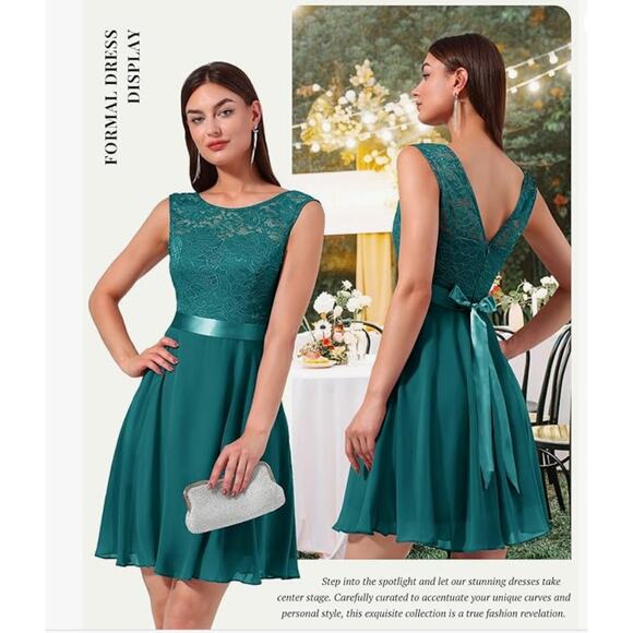 Women's 2XL Bell Sleeve Cocktail Modest Dress GREEN - Picture 2 of 6